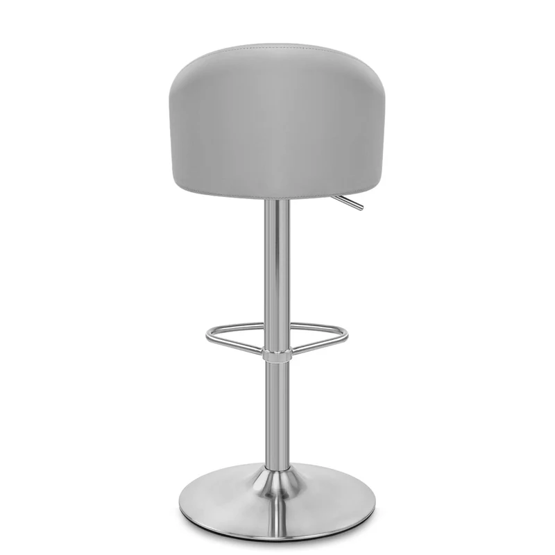 Chaise de Bar Faux Cuir Chrome Brossé - Mimi Gris