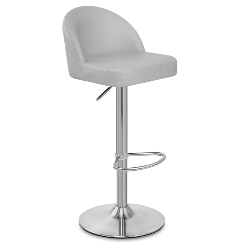 Chaise de Bar Faux Cuir Chrome Brossé - Mimi Gris