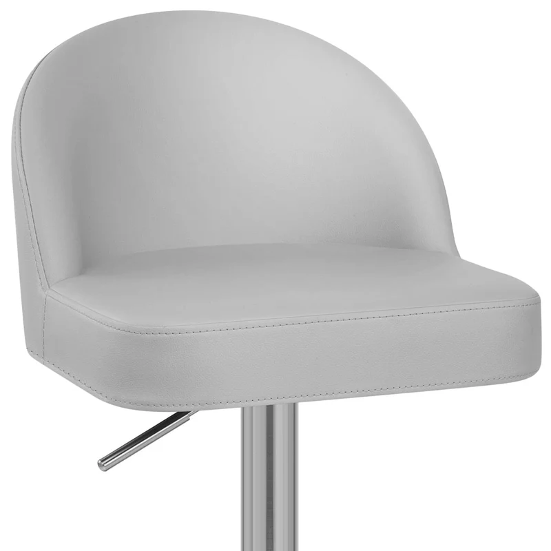 Chaise de Bar Faux Cuir Chrome Brossé - Mimi Gris