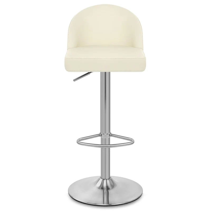Chaise de Bar Faux Cuir Chrome Brossé - Mimi Crème