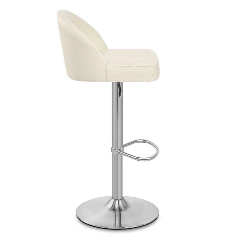 Chaise de Bar Faux Cuir Chrome Brossé - Mimi Crème