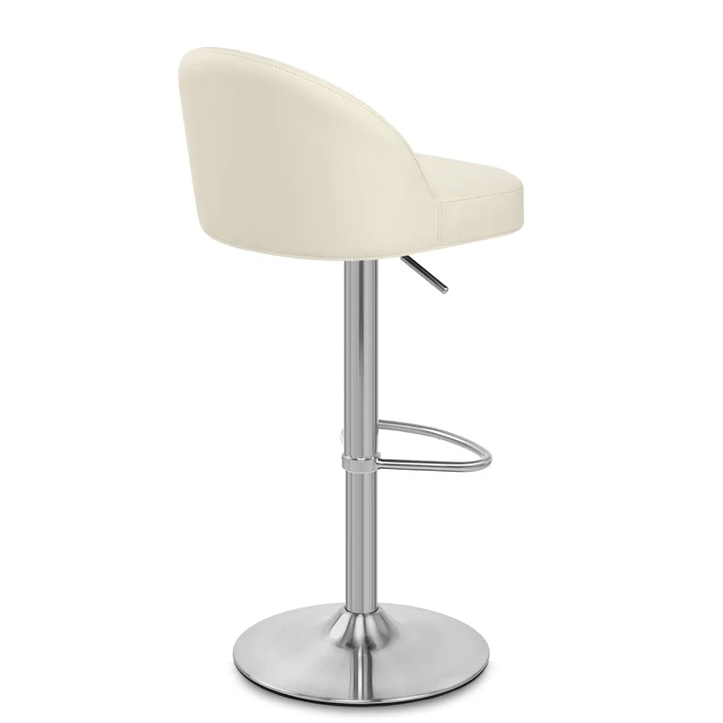 Chaise de Bar Faux Cuir Chrome Brossé - Mimi Crème