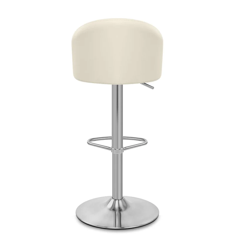Chaise de Bar Faux Cuir Chrome Brossé - Mimi Crème