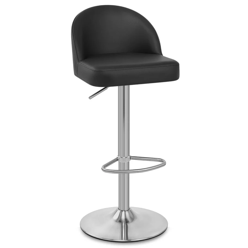 Chaise de Bar Faux Cuir Chrome Brossé - Mimi Noir
