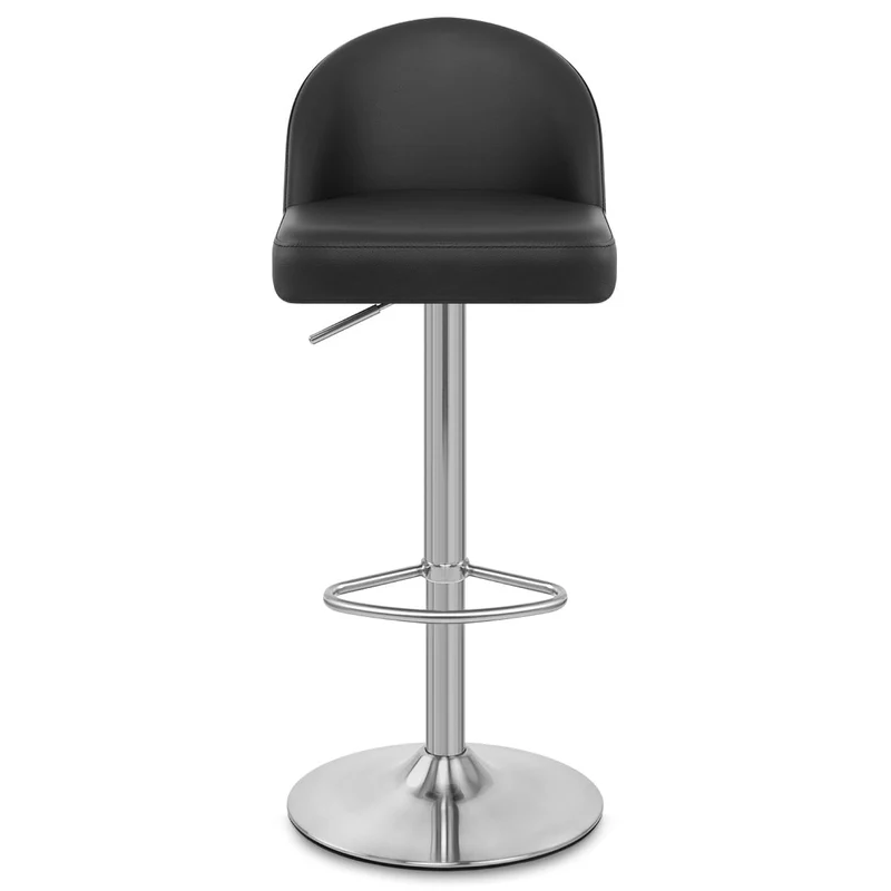 Chaise de Bar Faux Cuir Chrome Brossé - Mimi Noir