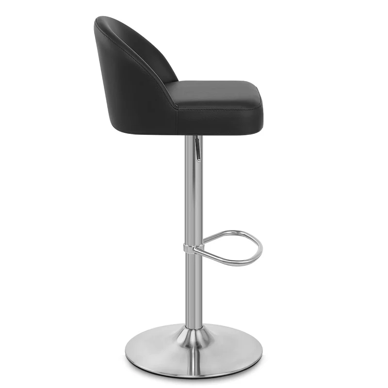 Chaise de Bar Faux Cuir Chrome Brossé - Mimi Noir