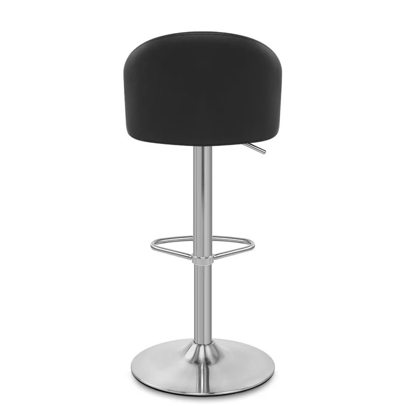 Chaise de Bar Faux Cuir Chrome Brossé - Mimi Noir