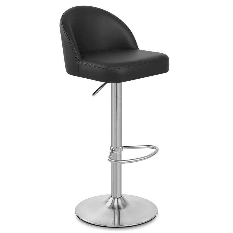 Chaise de Bar Faux Cuir Chrome Brossé - Mimi Noir