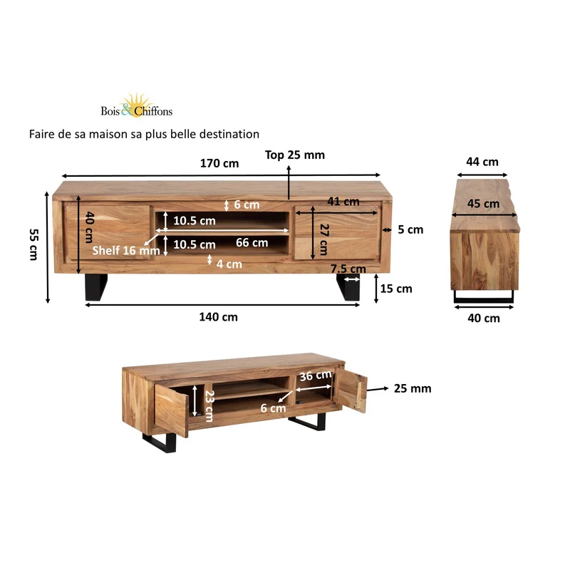 Meuble TV 2 portes | Acacia Bunting