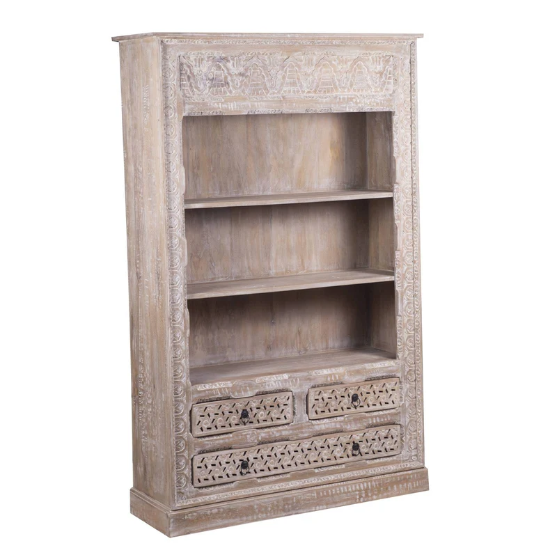 Bibliothèque sculptée Amer | Bois de manguier