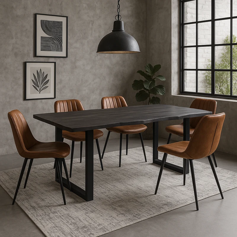 Table à dîner 240cm en acacia massif et métal | Acacia Black Forest