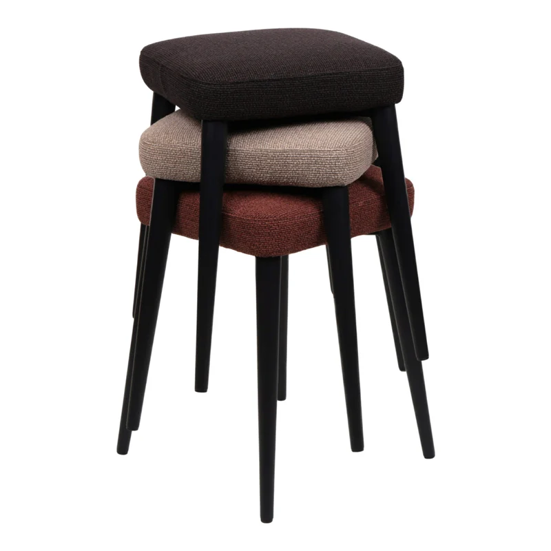 Tabouret rembourré en tissu et métal noir - Midi