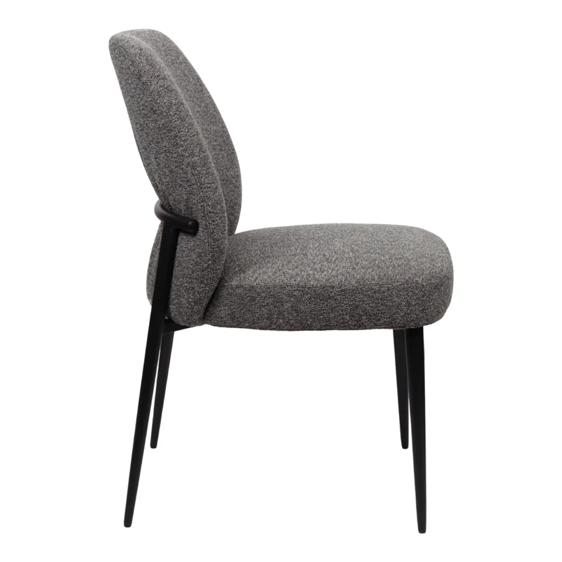 Chaise de salle à manger rembourrée en tissu et métal noir - Trench