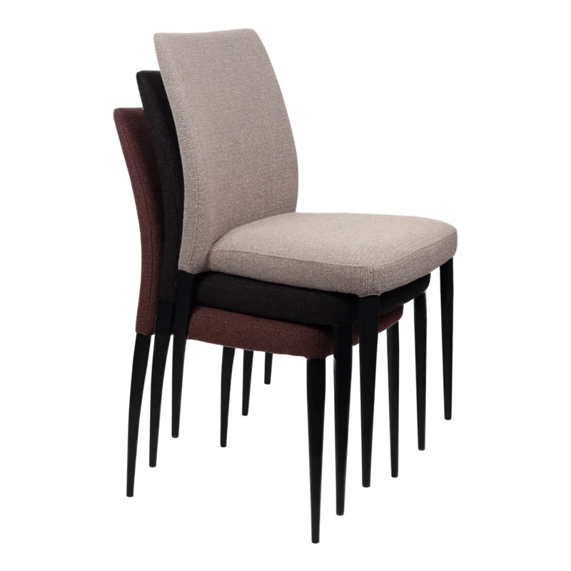 Chaise de salle à manger rembourrée en tissu et métal noir mat - Denny