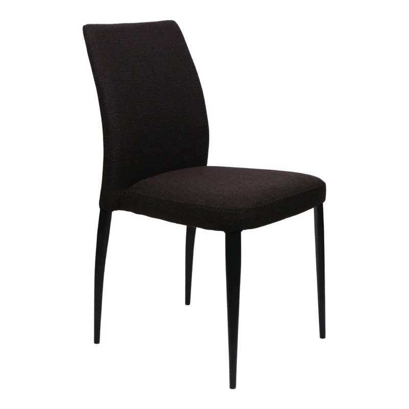 Chaise de salle à manger rembourrée en tissu et métal noir mat - Denny
