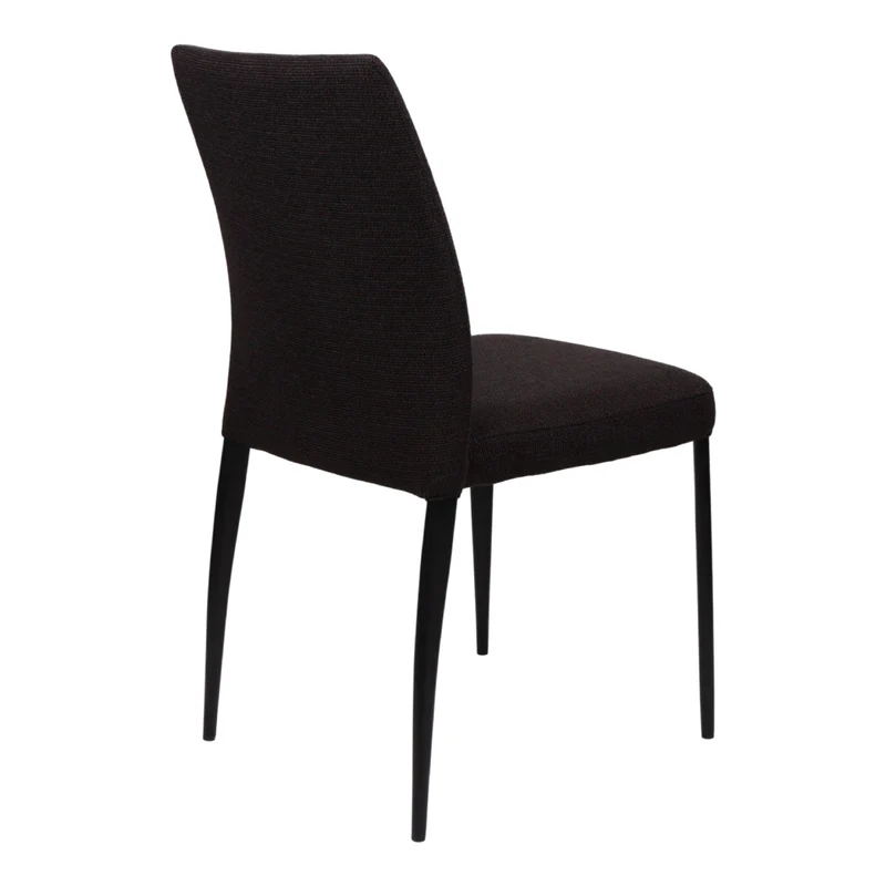 Chaise de salle à manger rembourrée en tissu et métal noir mat - Denny
