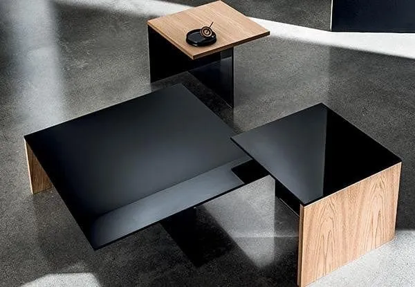 Table basse Sovet - Regolo (verre noir structure bois)