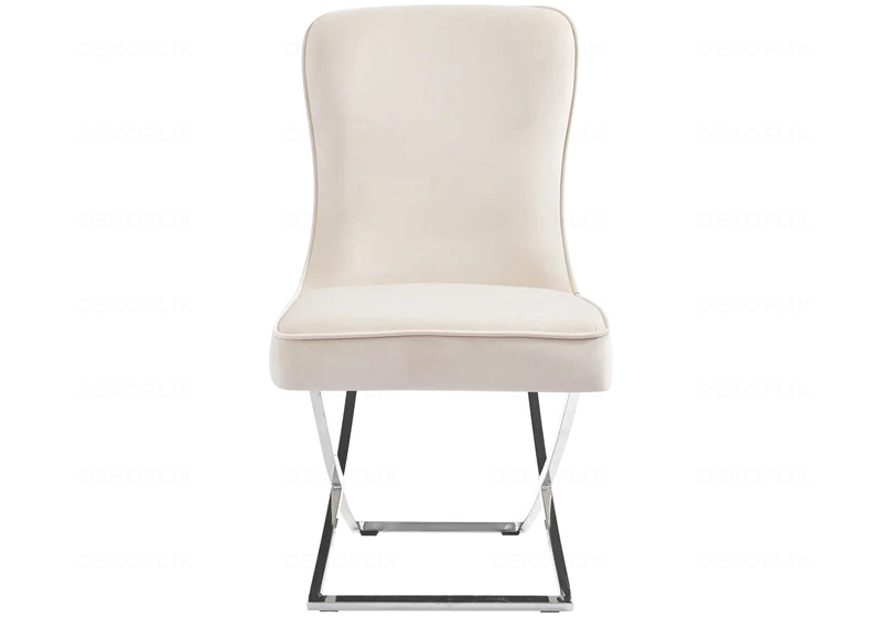 Chaises velours beige argenté avec anneau - Ursi x2