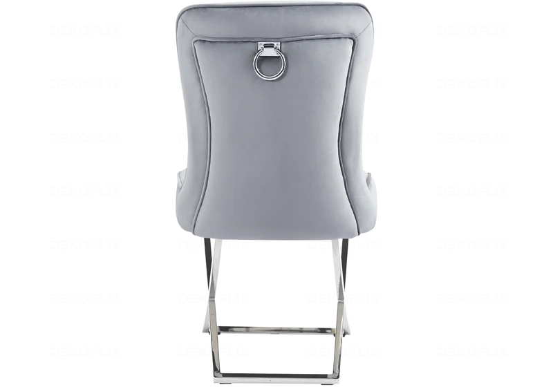 Chaises velours gris argenté avec anneau - Ursi x2