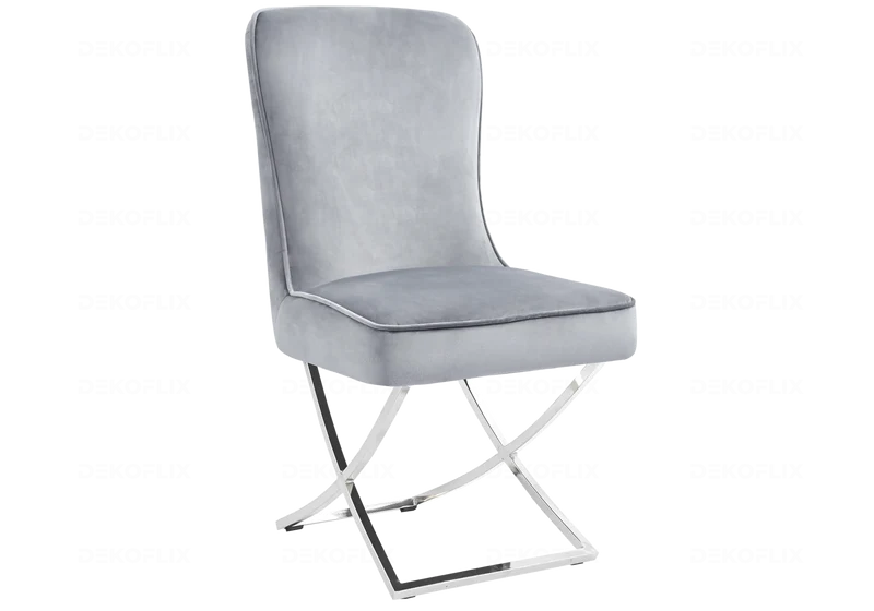 Chaises velours gris argenté avec anneau - Ursi x2