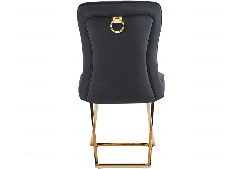 Chaises velours noir doré avec anneau - Ursi x2