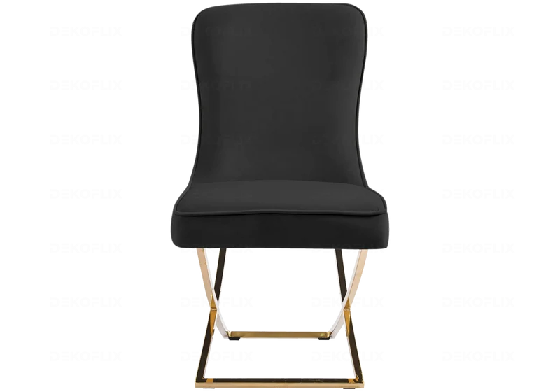 Chaises velours noir doré avec anneau - Ursi x2
