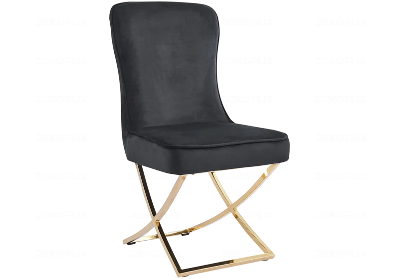 Chaises velours noir doré avec anneau - Ursi x2