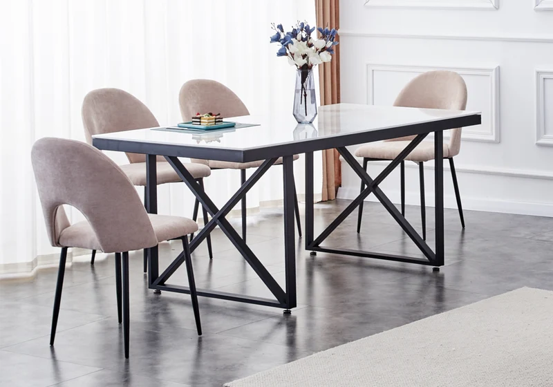 Chaise dossier ouvert en velours noir - Talia x4