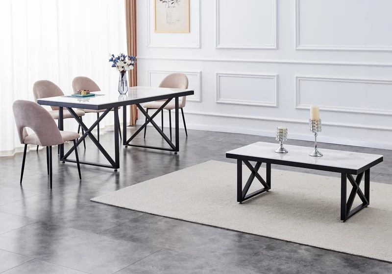 Chaise dossier ouvert en velours noir - Talia x4