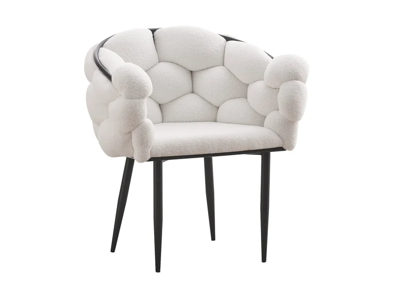 Fauteuil de table tweed blanc pieds noirs - Cloud x2