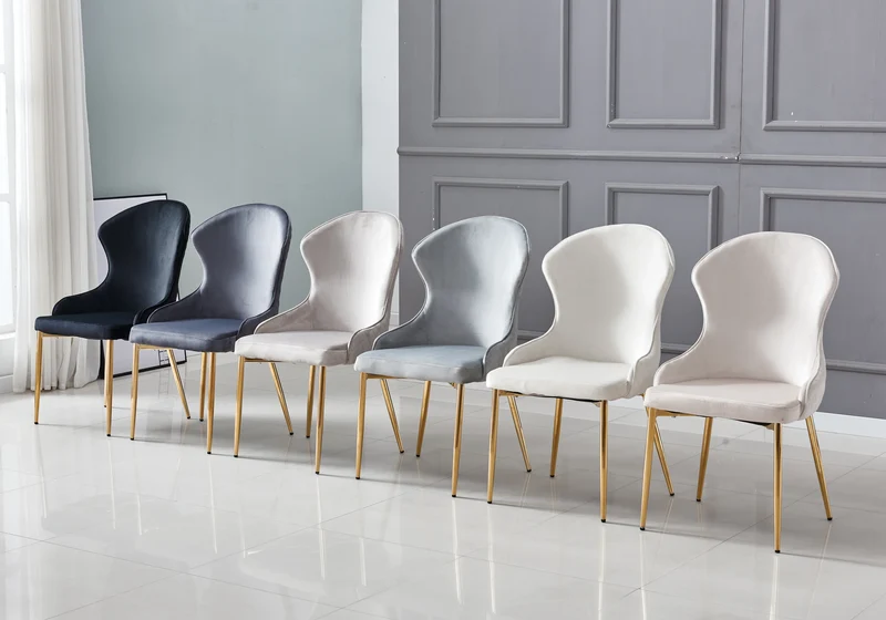 Chaise velours anthracite capitonnée et or - Hilton x4