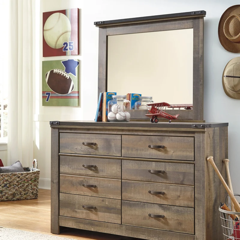 Miroir de bureau en bois/placage brun - Trinell
