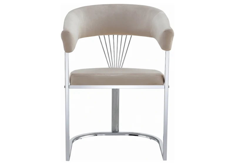 Fauteuil de table velours taupe pieds luge chromé - Siam x2