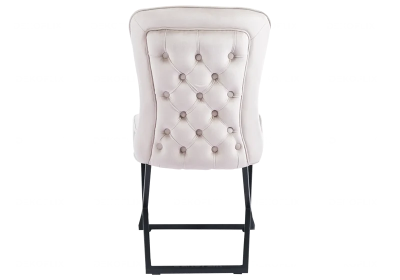 Chaise capitonnée pied croisé noir beige - Enzo x2