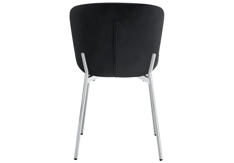 Chaise salle manger velours noir pieds chromé - Vesta x4