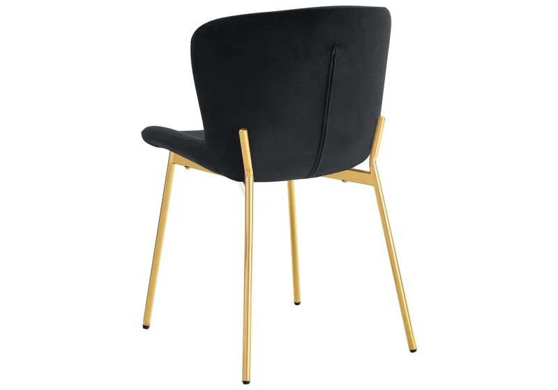 Chaise salle manger velours noir pieds doré - Vesta x4