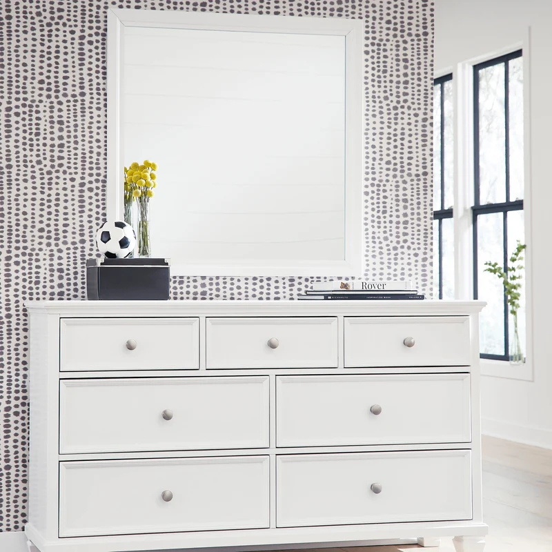 Miroir de bureau en bois/MDF blanc - Fortman