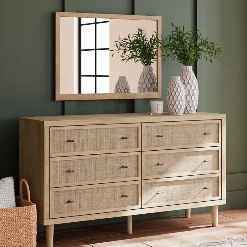 Miroir de bureau en bois/placage beige - Cielden