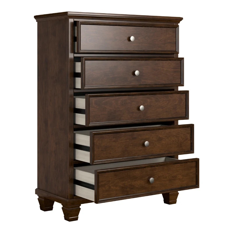 Commode à 5 tiroirs en bois/placage brun foncé - Danabrin