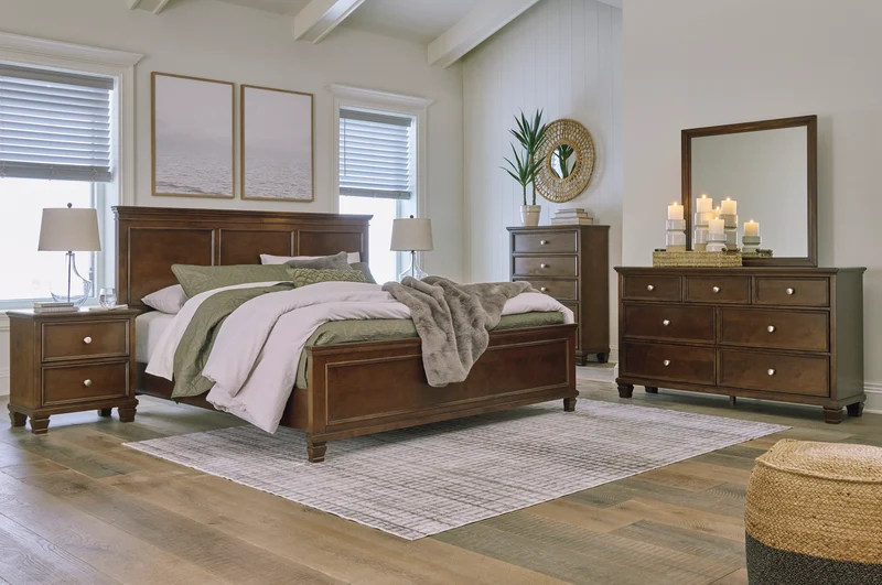 Commode à 5 tiroirs en bois/placage brun foncé - Danabrin