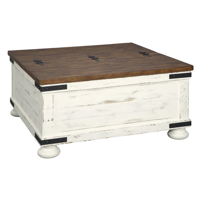 Table basse en bois/placage bicolore avec plateau relevable à deux côtés - Wystfield