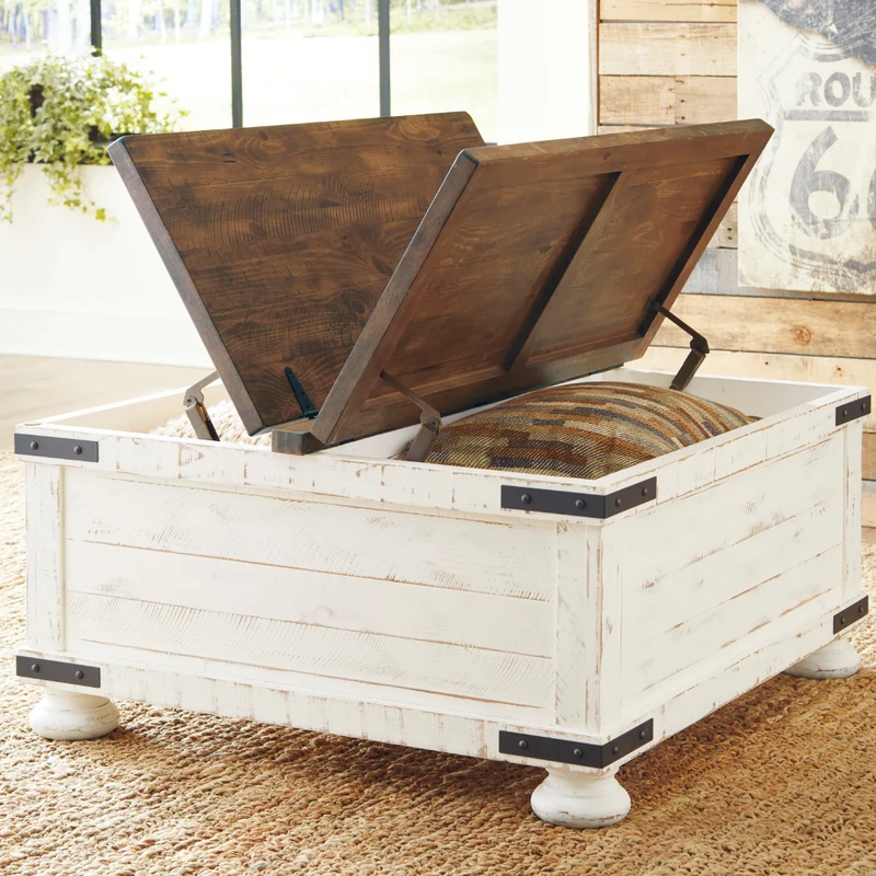 Table basse en bois/placage bicolore avec plateau relevable à deux côtés - Wystfield