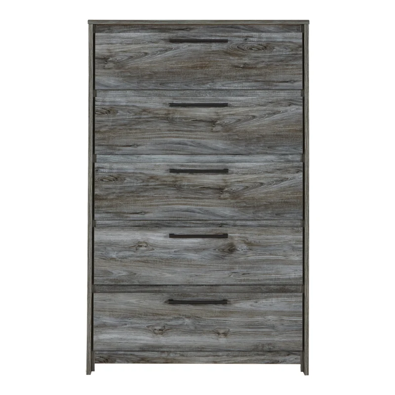 Commode à 5 tiroirs en bois/placage gris - Baystorm