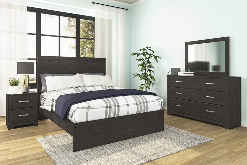 Bureau à 6 tiroirs en bois/placage noir - Belachime