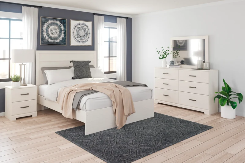Bureau à 6 tiroirs en bois/placage blanc - Stelsie