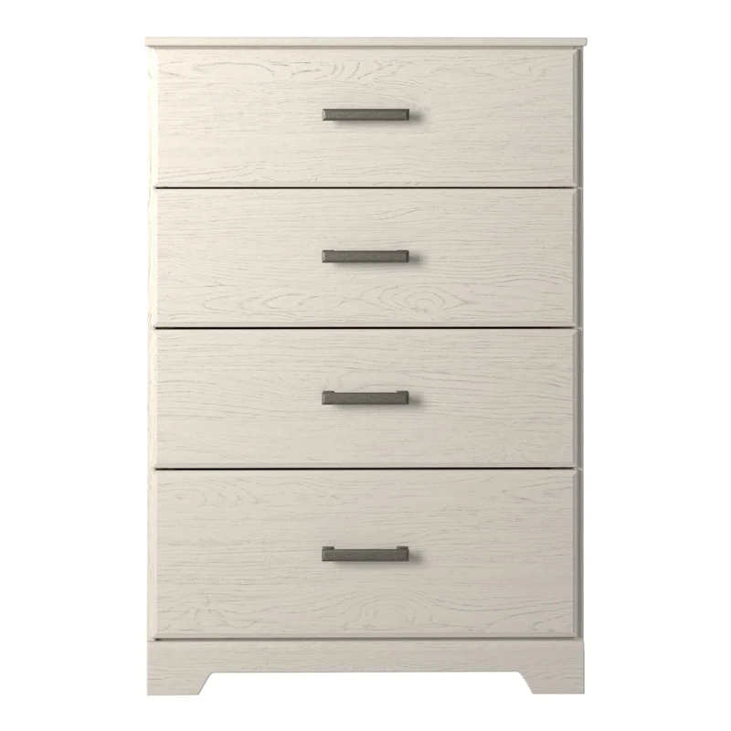 Commode à 4 tiroirs en bois/placage blanc - Stelsie