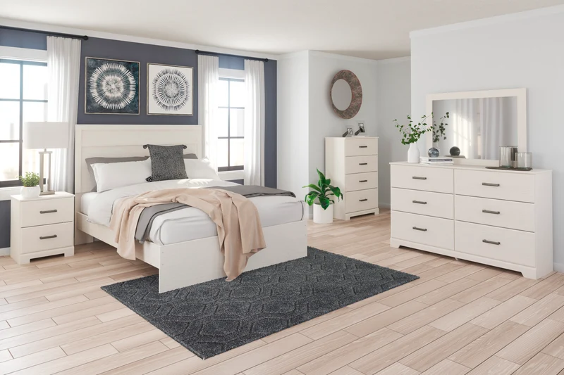 Commode à 4 tiroirs en bois/placage blanc - Stelsie