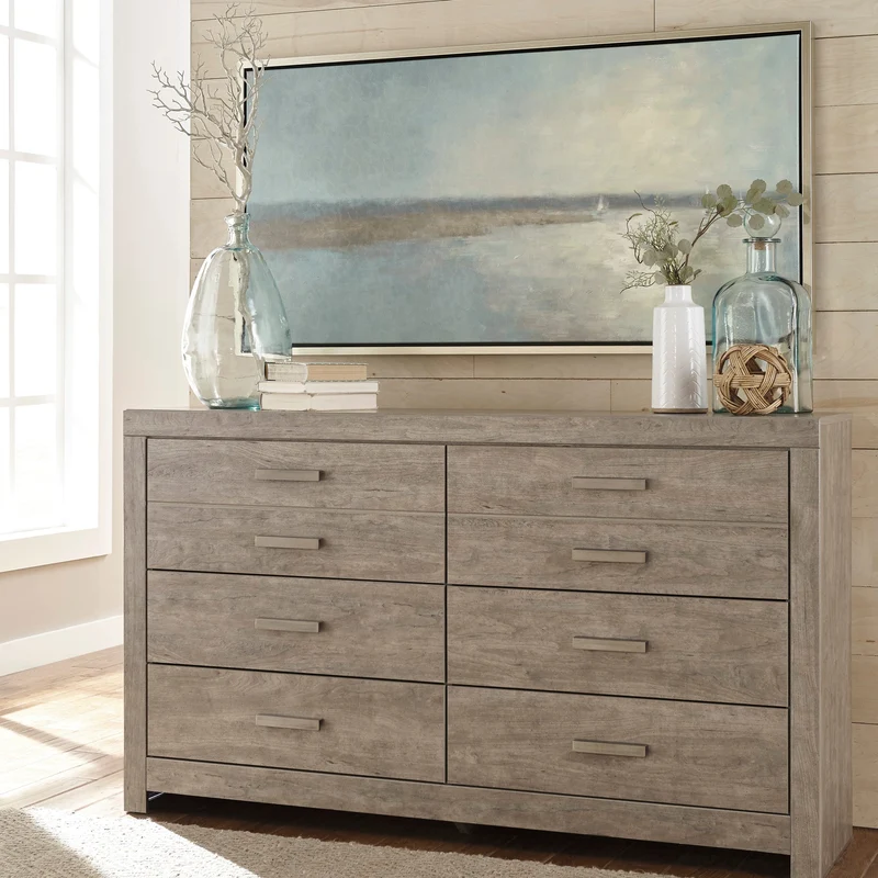 Bureau à 6 tiroirs en bois/placage gris - Culverbach