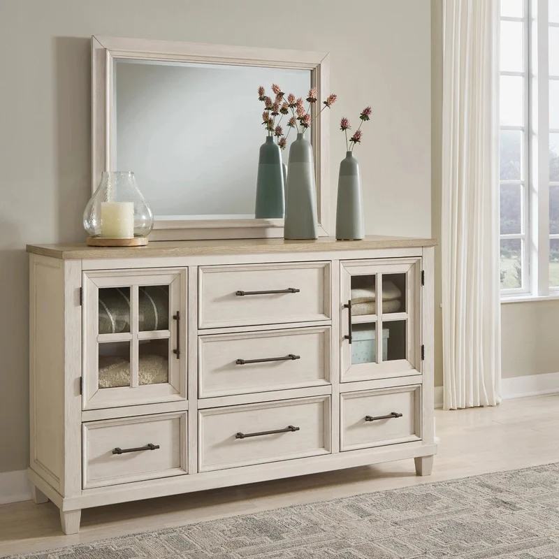 Miroir de bureau en bois/placage bicolore - Shaybrock