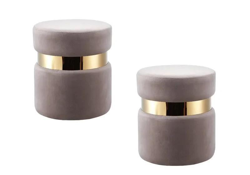 Pouf design doré velours moka - Isy